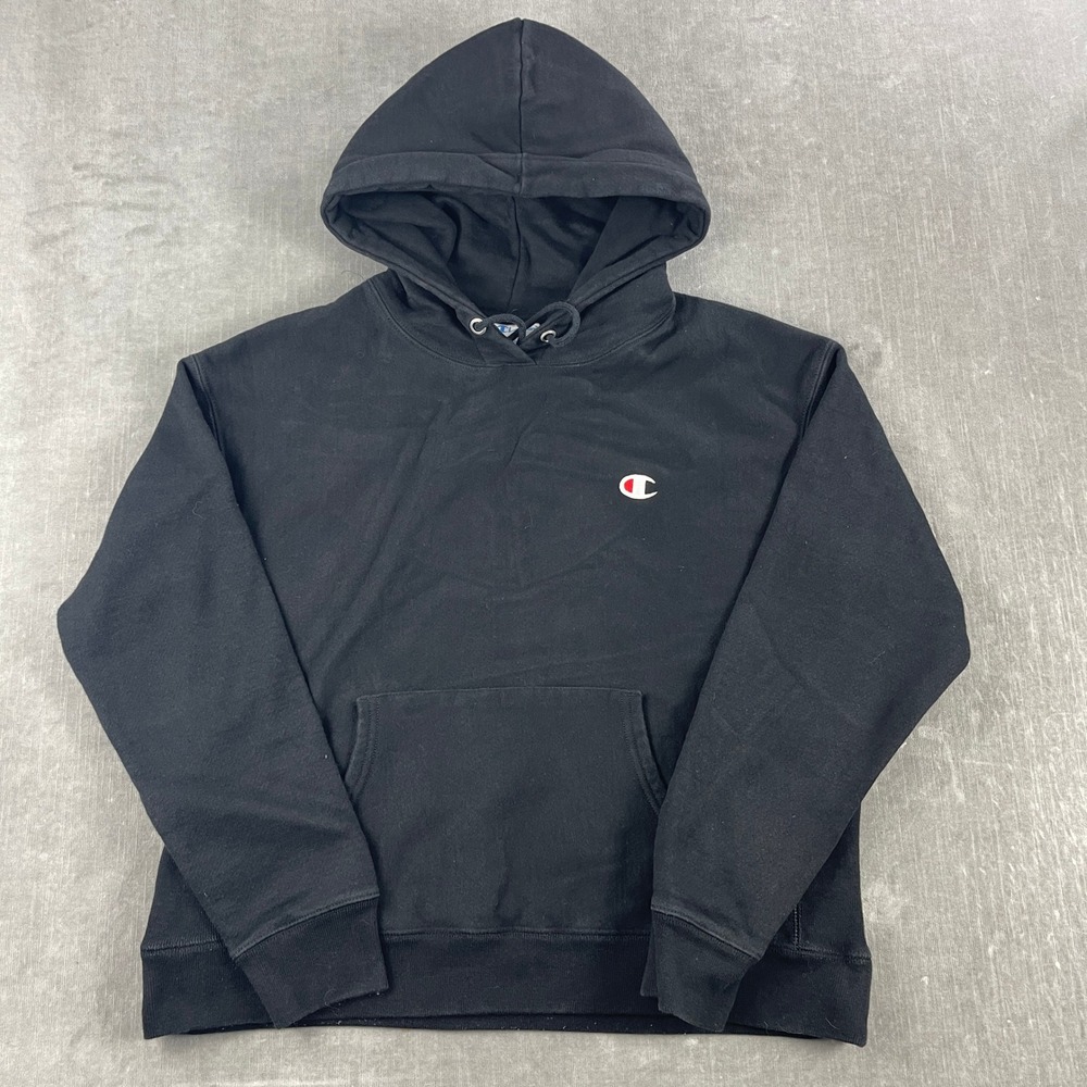 Champion‎ Mens Large Black Hoodie Reverse Weave Heavyweight Pullover Sweatshirt